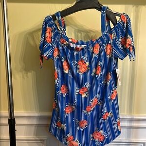 Ruffled Smocked Orange Short Sleeve Blouse